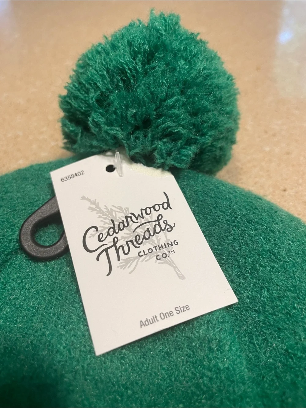 Women's Green Pom Beanie with 'APRÈS' Knit Band